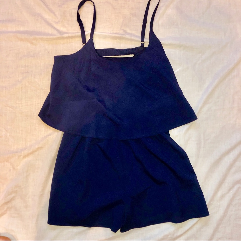 Navy romper with spaghetti straps, size M